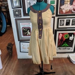 EUC Retrolicious Brown & Yellow Yoke Dress